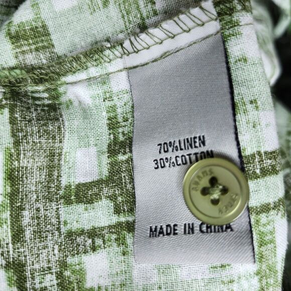 Stacy Adams Linen Blend Button Up Shirt Mens 3XL Green Short Sleeve Casual - Picture 6 of 8